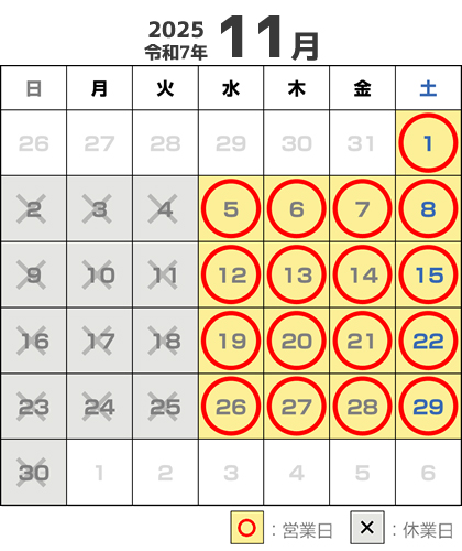 カレンダ 2025年11月