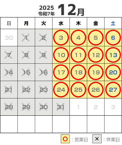 カレンダ 2025年12月